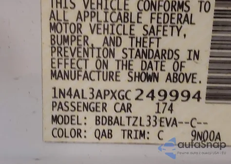 2016 Nissan Altima 2.5 Sl из США, поврежденный, VIN 1N4AL3APXGC249994